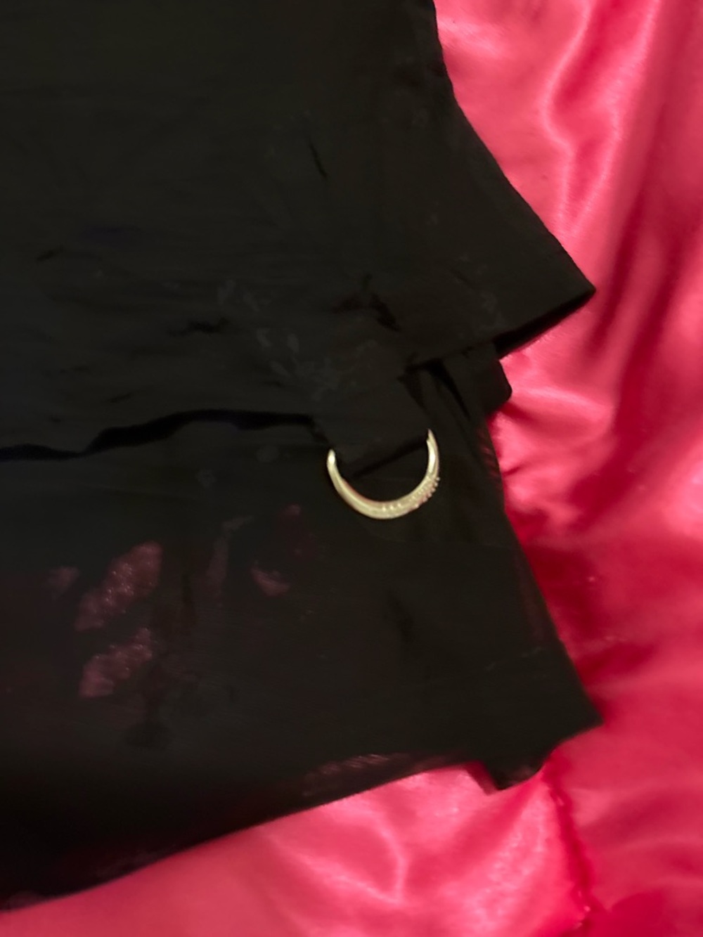 Killstar Black Sheer Panel Short Sleeve Tee with Ring Accents - Picture 2 of 2
